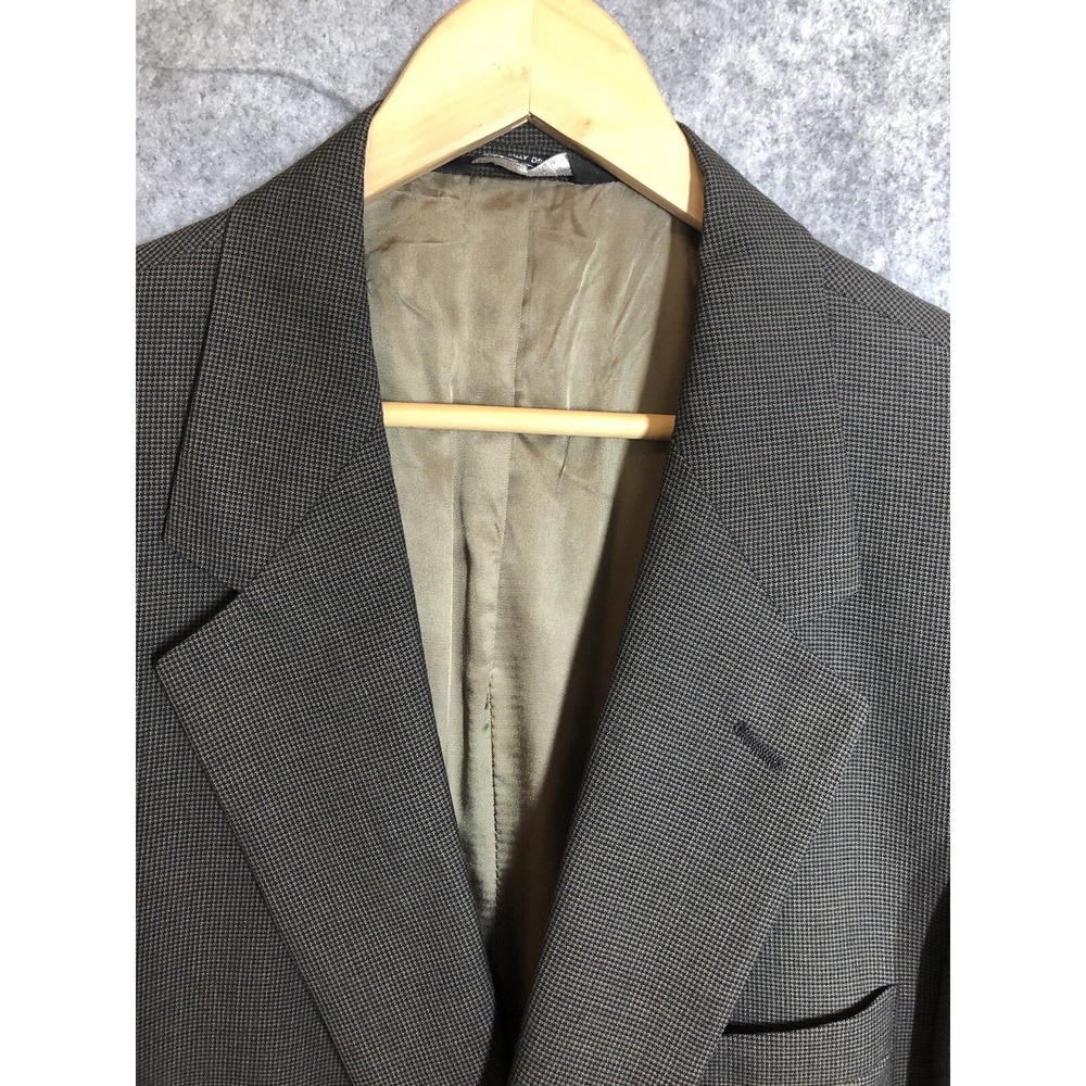 Evan Picone Blazer Mens 46R Brown Microcheck Wool Sport Coat Jacket Business
